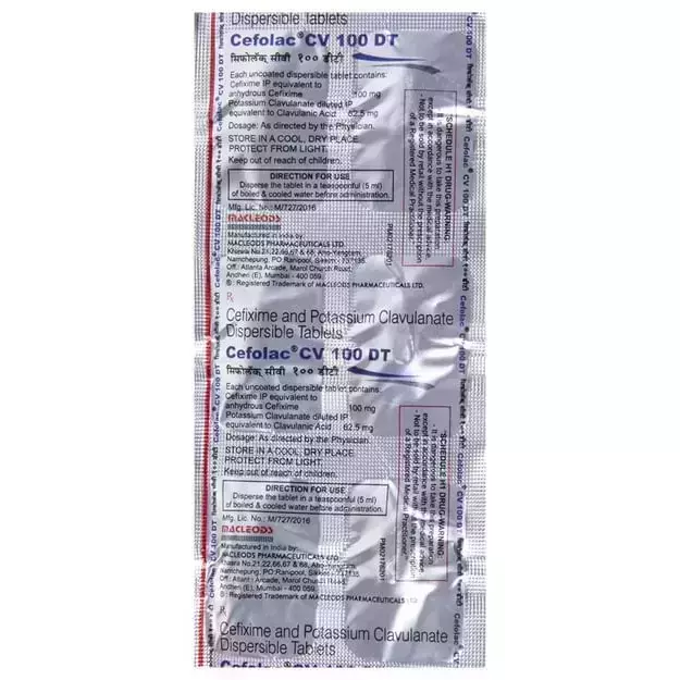 Cefolac CV 100 DT Tablet - Image 2
